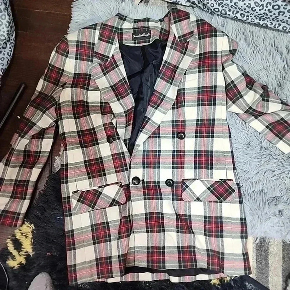 Giorgio Sant’Angelo Vintage Plaid Wool 2-Piece Blazer & Short -Set Size 12 - Picture 6 of 16